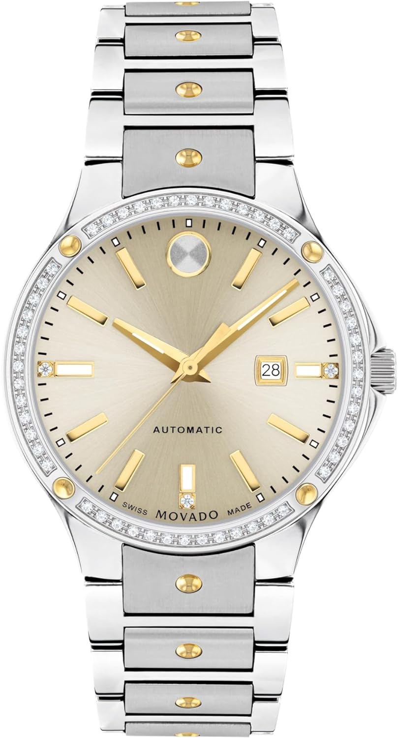 Movado S.E. Automatic Women's Sport Watch - Swiss Automatic Movement, Stainless Steel Link Bracelet - 10 ATM Water Resistance - Luxury Fashion Timepiece for Her - 33mm