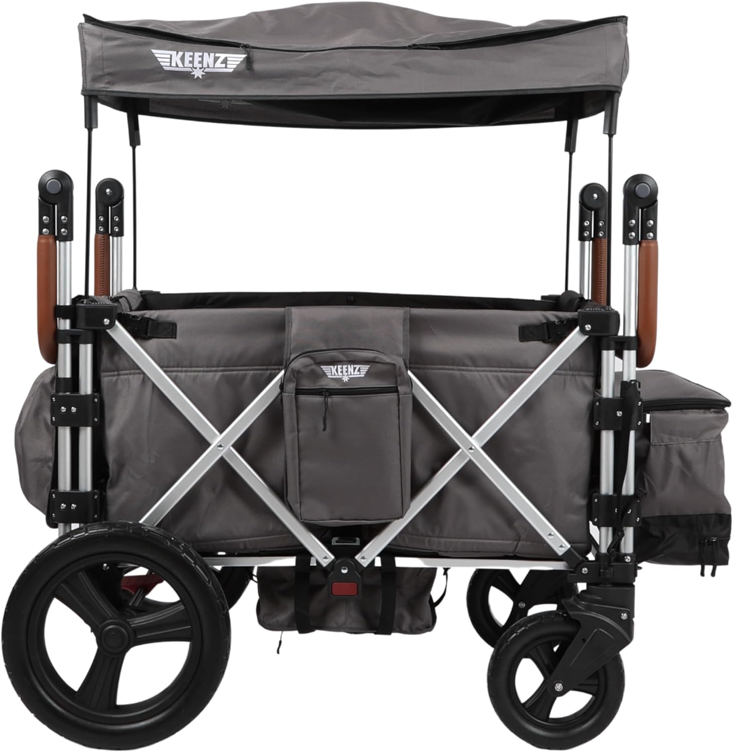 Keenz 7S+ 4-Passenger Wagon - Fully Loaded Foldable Wagon Cart with Wheels, Double Stroller for Infants and Toddlers, Travel-Friendly Collapsible Wagon Stroller for Family Outings, Beach or Park