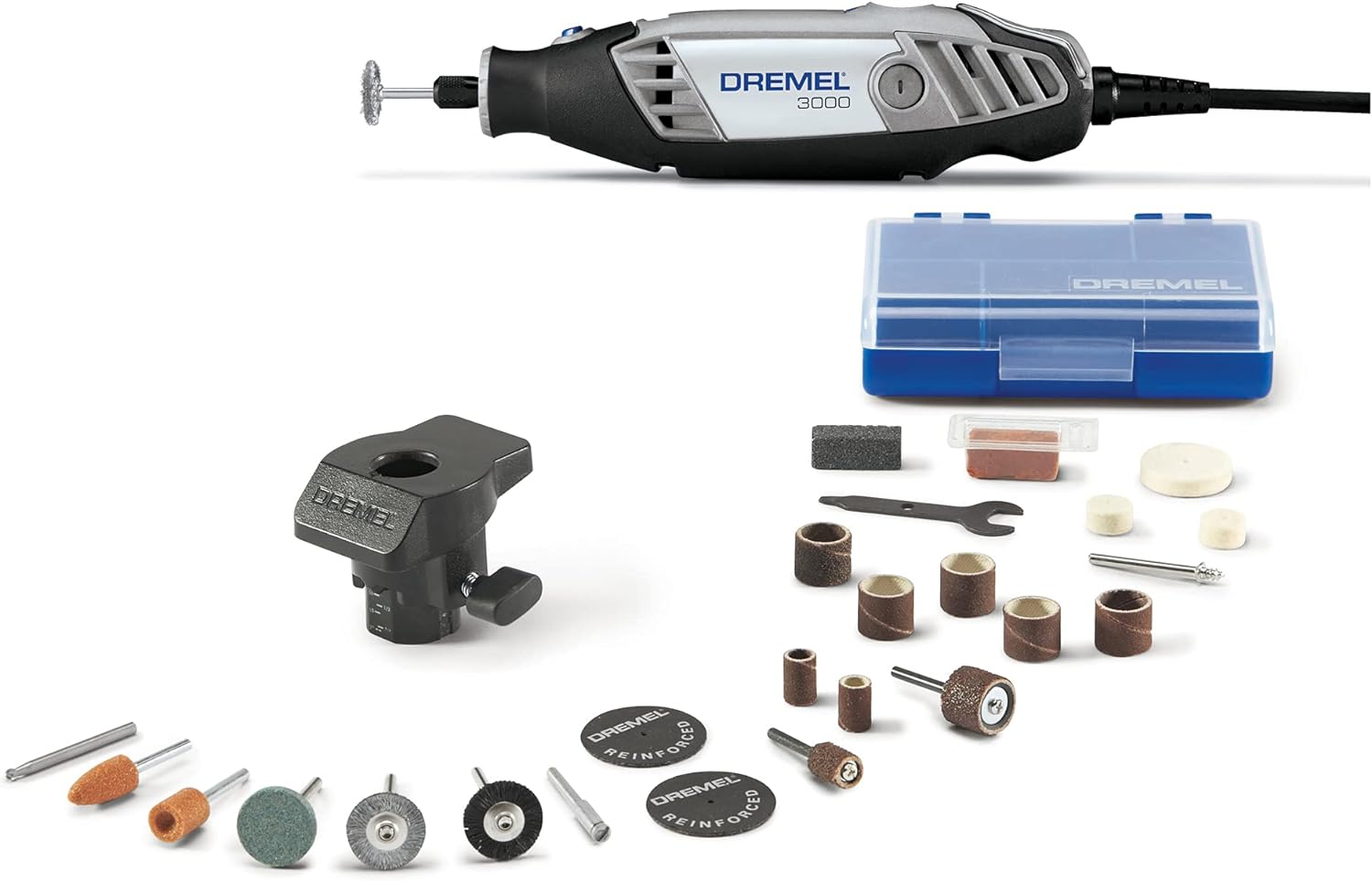 Dremel 3000-1/24 Variable Speed Rotary Tool Kit - 1 Attachment &amp; 24 Accessories - Ideal for Cutting, Sanding, Grinding, Polishing, Drilling, Engraving, Crafts, and DIY