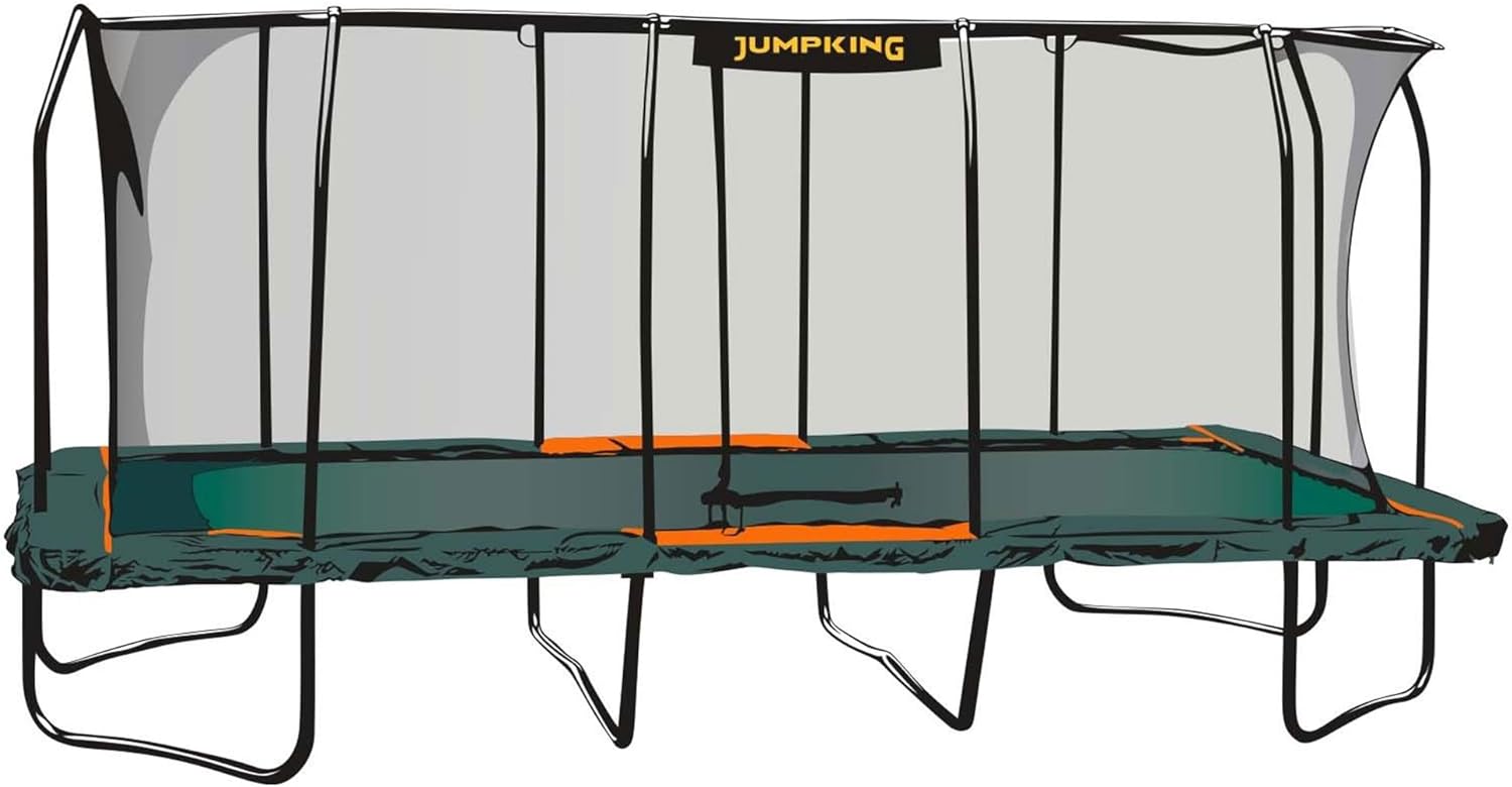 JumpKing Pro-Series Rectangular Trampoline 10'x18' - No Other Trampoline Can Compete: Double The Springs, Patented V-Shaped Spring Arrangement