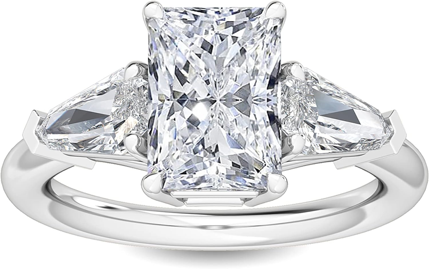 1-5 Carat (ctw) White Gold Radiant,Shield Cut LAB GROWN Diamond Three Stone Engagement Ring (Color D-E Clarity VS1-VS2)