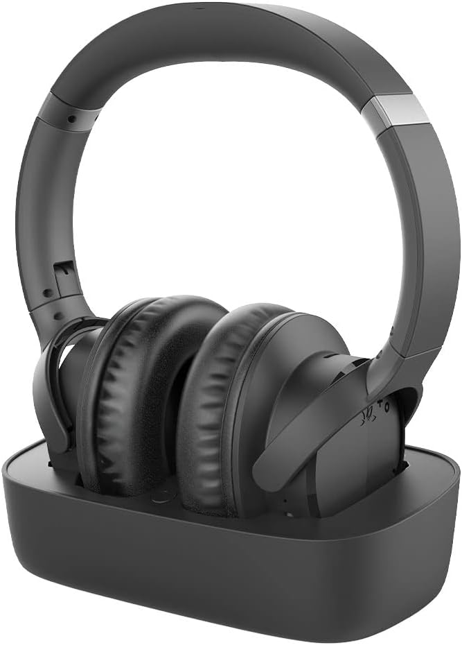 Avantree Ensemble - Wireless Headphones for TV Watching with Charging Dock, Easy Setup &amp; Comfortable Fit for Seniors, 35hrs Playtime Bluetooth Headset, Compatible with All TVs, No Lip-Sync Delay