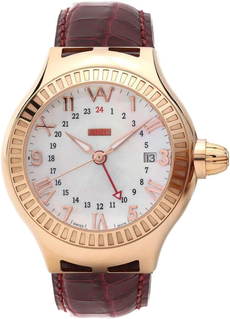 Aire Parlay GMT Automatic Swiss Made 18 Karat Solid Gold Rare Unisex Watch - Red Gold®