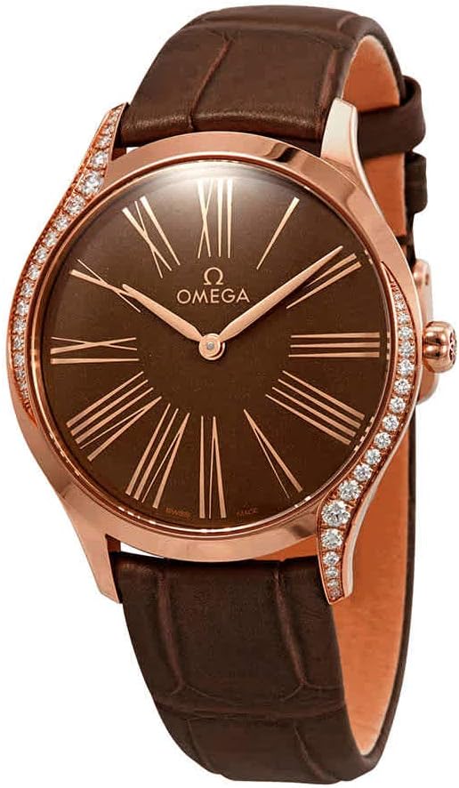 Omega De Ville Diamond Taupe Brown Dial 18kt Rose Gold Ladies Watch 428.58.36.60.13.001