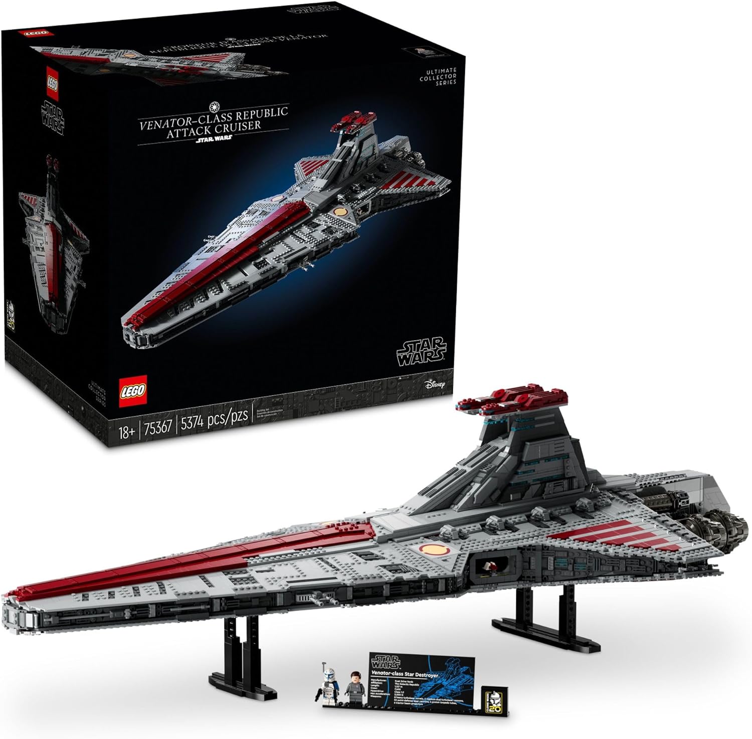 LEGO Star Wars Venator-Class Republic Attack Cruiser, Ultimate May The 4th Collectibles, Series Building Set with Captain Rex Minifigure, Star Wars Fan Gift, Stress Relief Clone Wars Activity, 75367