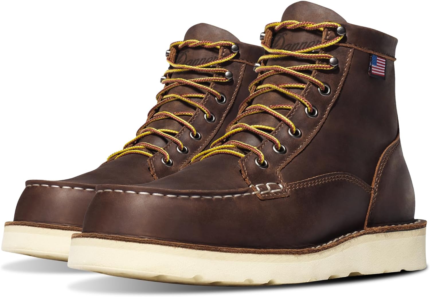 Danner 6” Bull Run Moc Toe Work Boots for Men - Oiled Full-Grain Leather Upper with Non Slip Wedge Outsole and 3-Density Cushion Footbed, EH Resistant