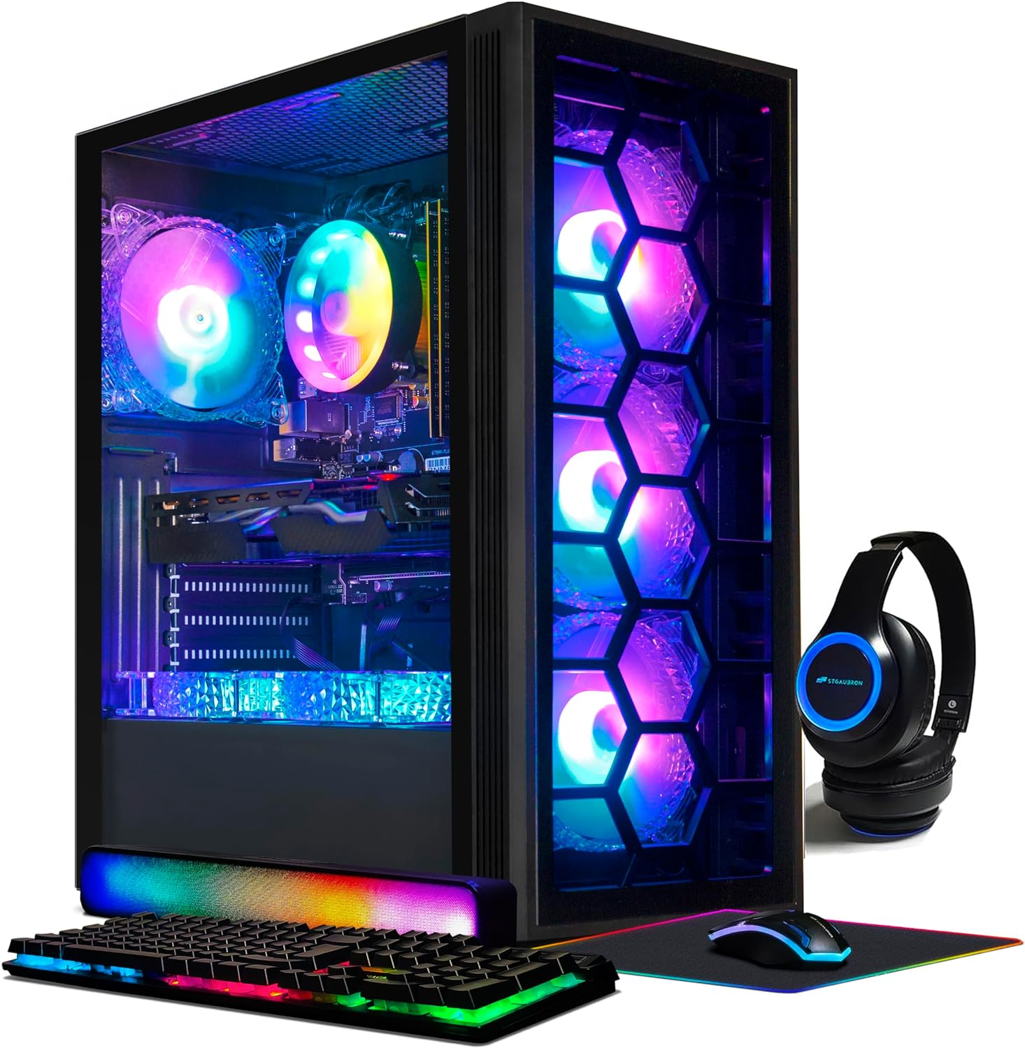 STGAubron Gaming Desktop PC,Intel Core i7 3.4G up to 3.9G,GeForce RTX 2060 Super 8G GDDR6,32G,1TB SSD,WiFi,BT 5.0,RGB Keybaord,RGB Mouse Pad,RGB BT Sound Bar,RGB Bluetooth Headset Mic,W10H64