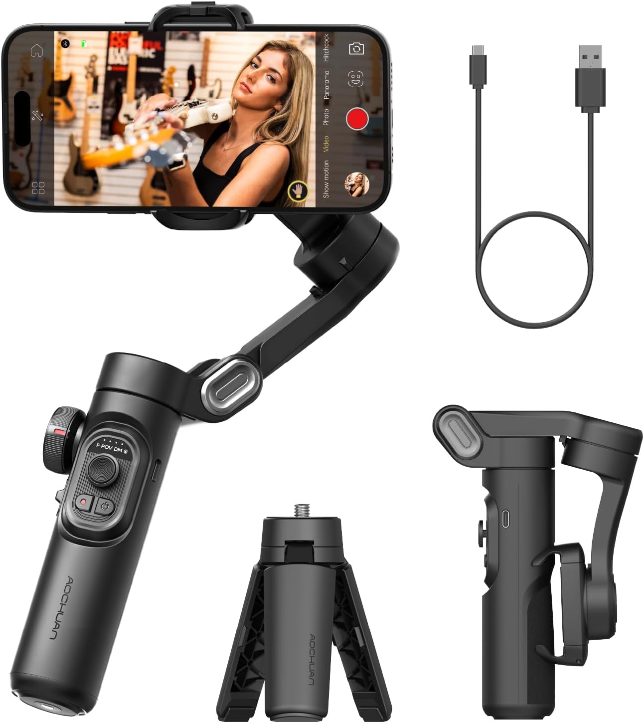 Phone Gimbal Stabilizer 3-Axis Smartphone Foldable Gimbal for iPhone Gimble with Focus Wheel TikTok YouTube Vlog Stabilizer for iPhone 15 14 13 12 Pro Max&amp;Android-Smart XE